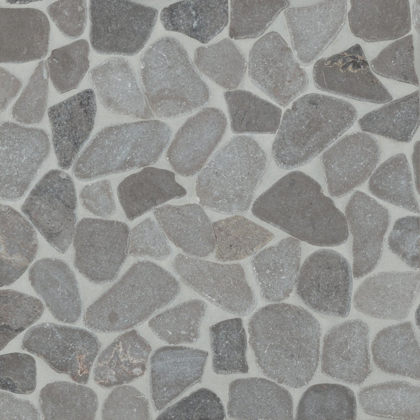 Bedrosians Waterbrook Collection Pewter Grey (Medium) 12" x 12" Pebble Rock Mosaic Tile