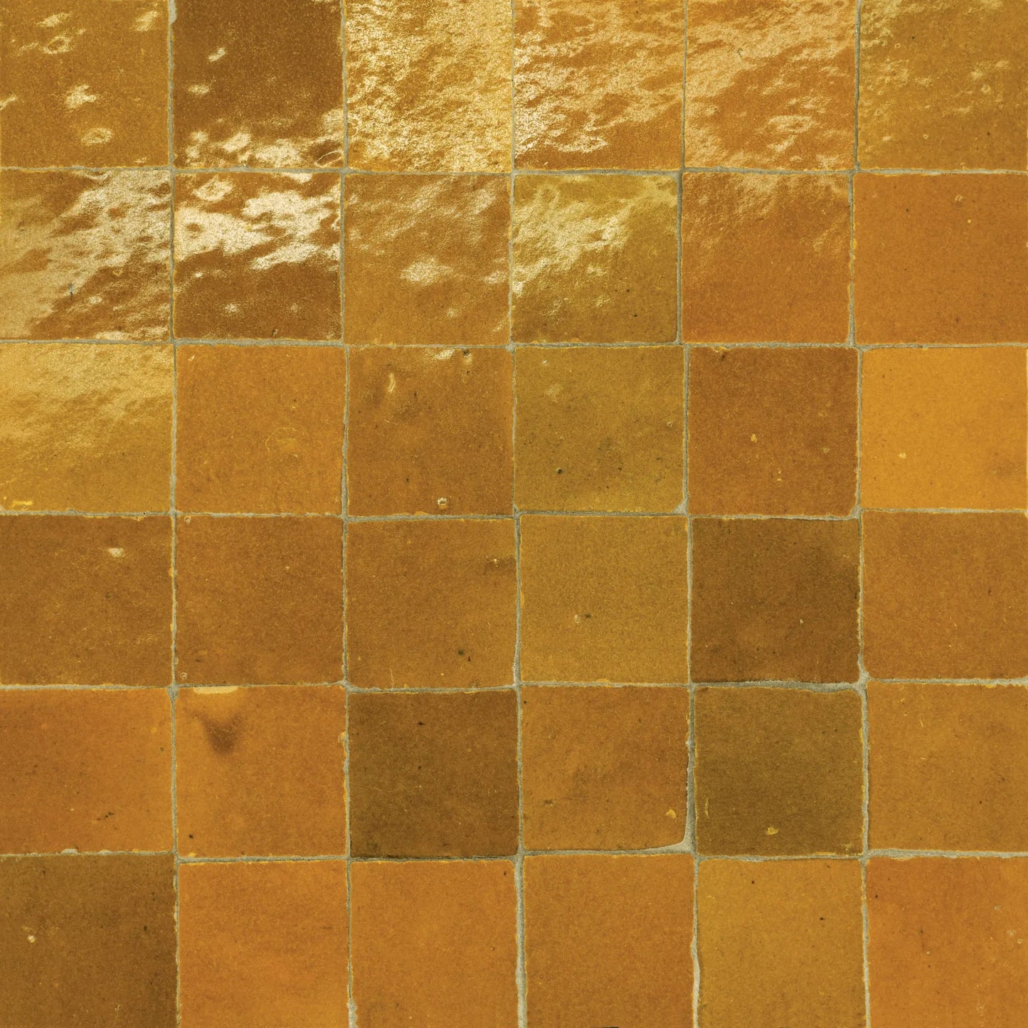 Bedrosians Zagora Collection Caramel (2" x 2" Square Pieces) 12" x 12" Glossy Zellige Ceramic Mosaic Tile