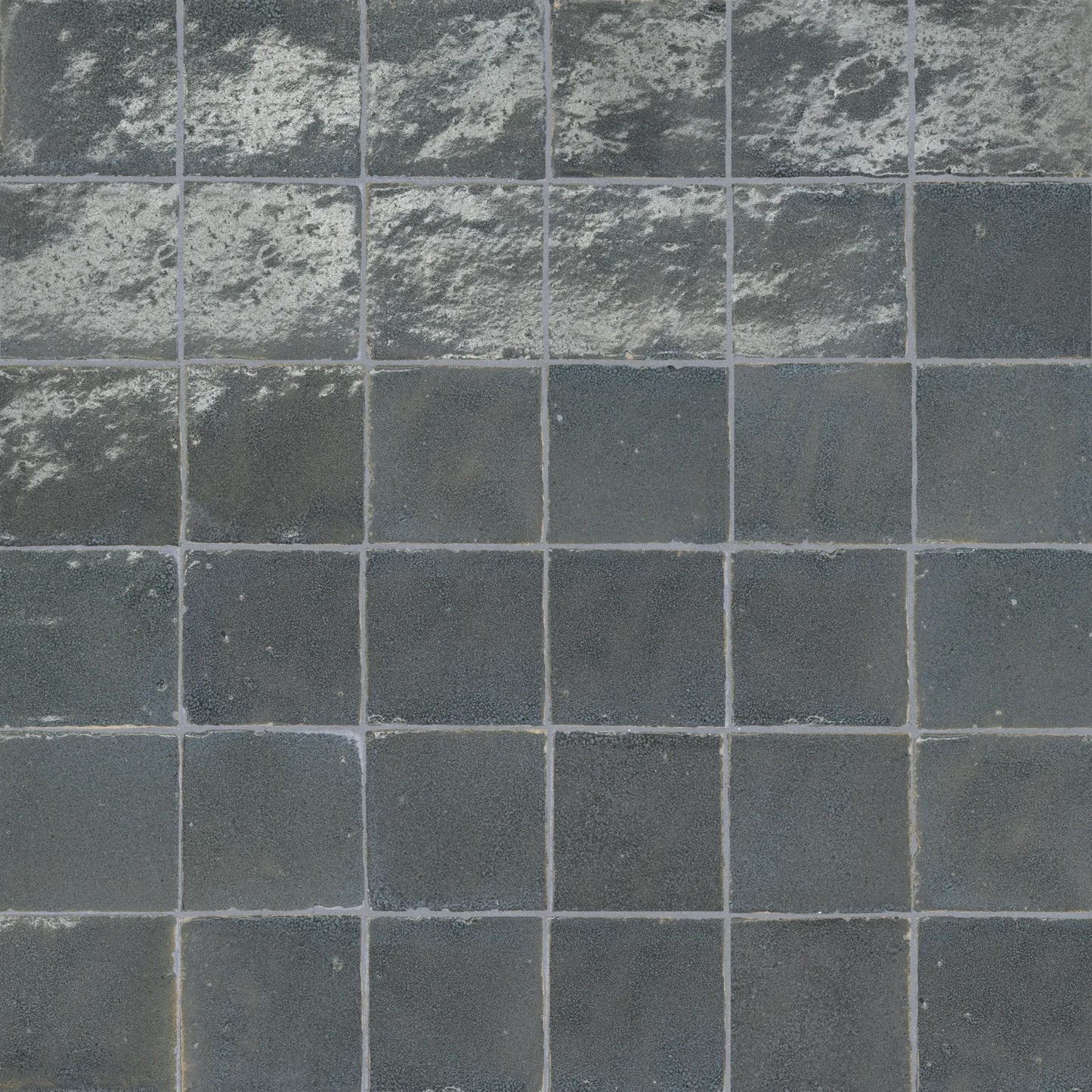 Bedrosians Zagora Collection Charcoal (2" x 2" Square Pieces) 12" x 12" Glossy Zellige Ceramic Mosaic Tile