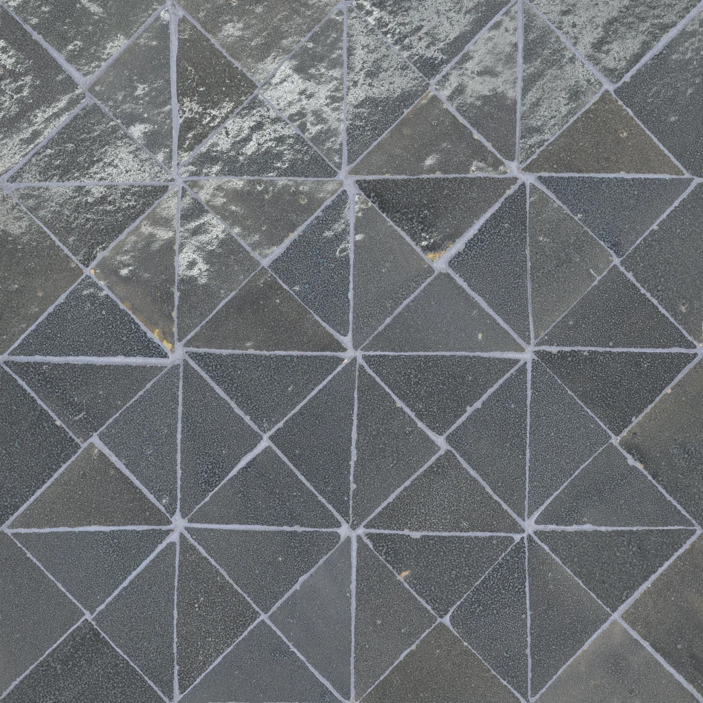 Bedrosians Zagora Collection Charcoal (3" x 1.5" Triangle Pieces) 12" x 12" Glossy Zellige Ceramic Mosaic Tile