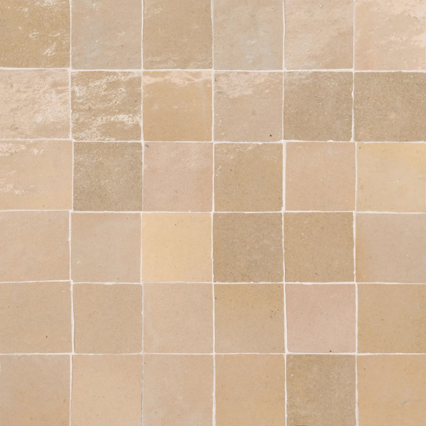 Bedrosians Zagora Collection Ivoire (2" x 2" Square Pieces) 12" x 12" Glossy Zellige Ceramic Mosaic Tile