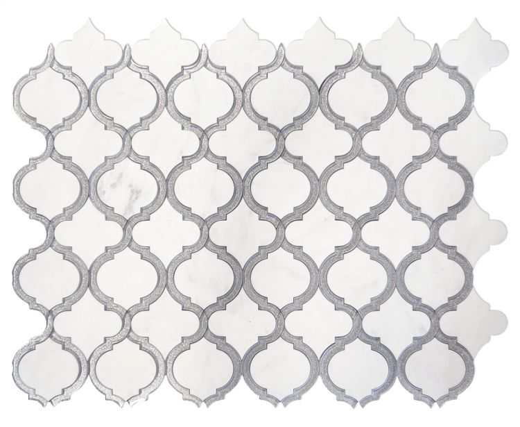 Elysium Tiles Alice Silver White 9.75" x 11.75" Marble Mosaic Tile