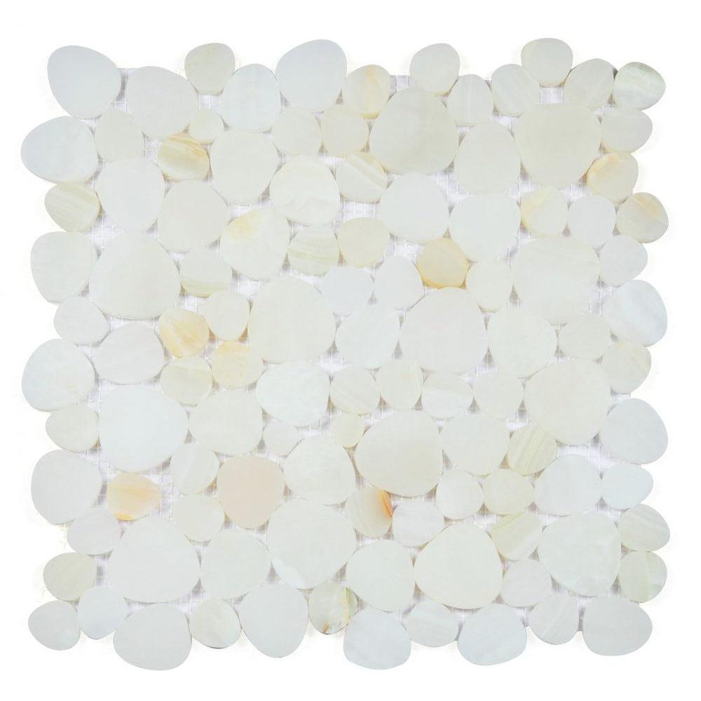 Elysium Tiles Aphrodite Onyx White Honed 12" x 12" Marble Mosaic Tile