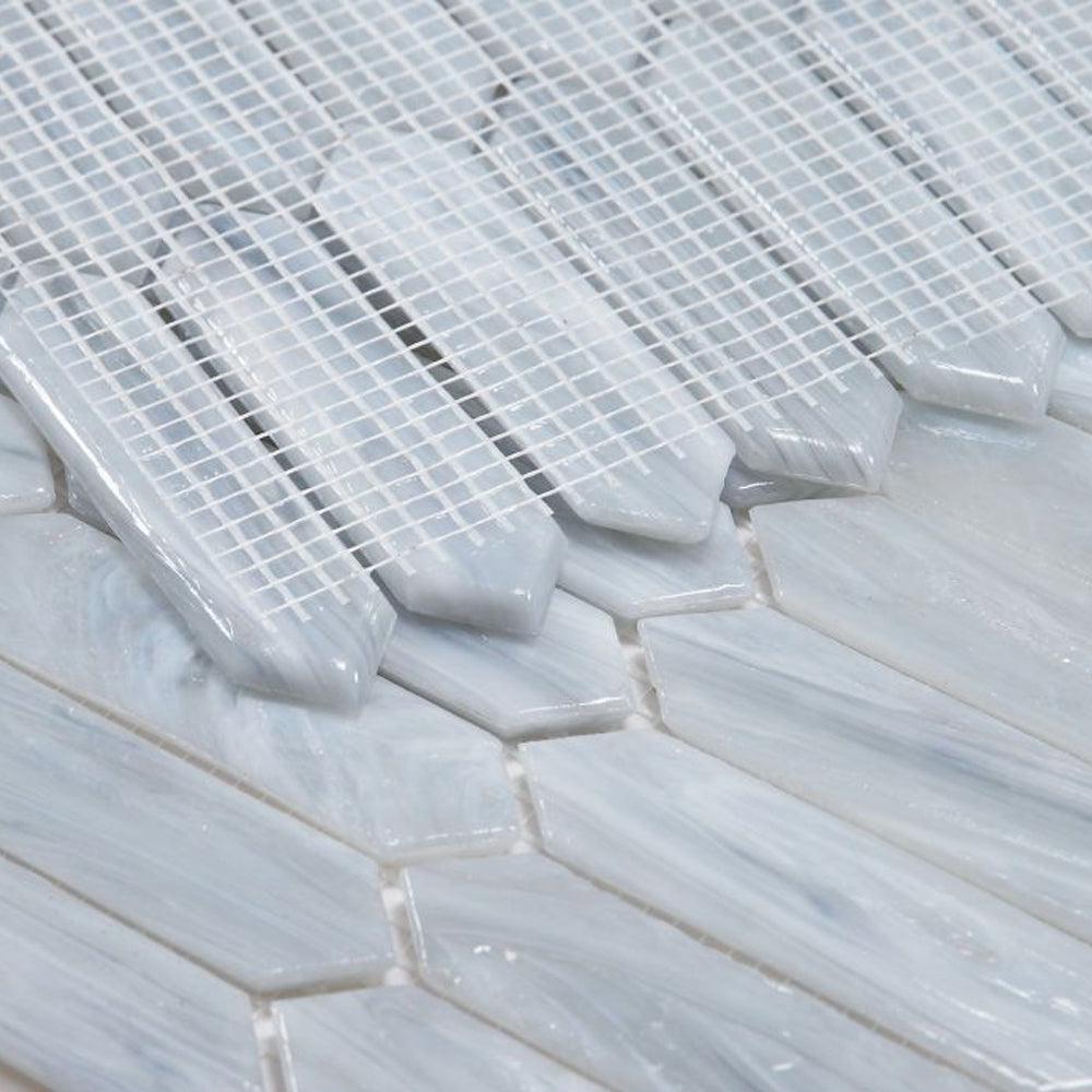 Elysium Tiles Arrow Grey 10.5" x 12.5" Marble Mosaic Tile
