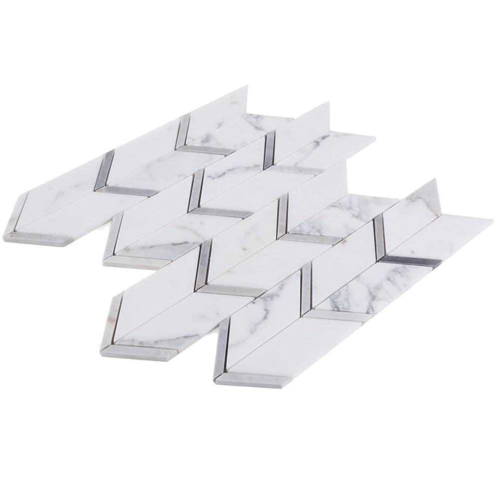 Elysium Tiles Arrow Sky 12" x 12.75" Marble Mosaic Tile