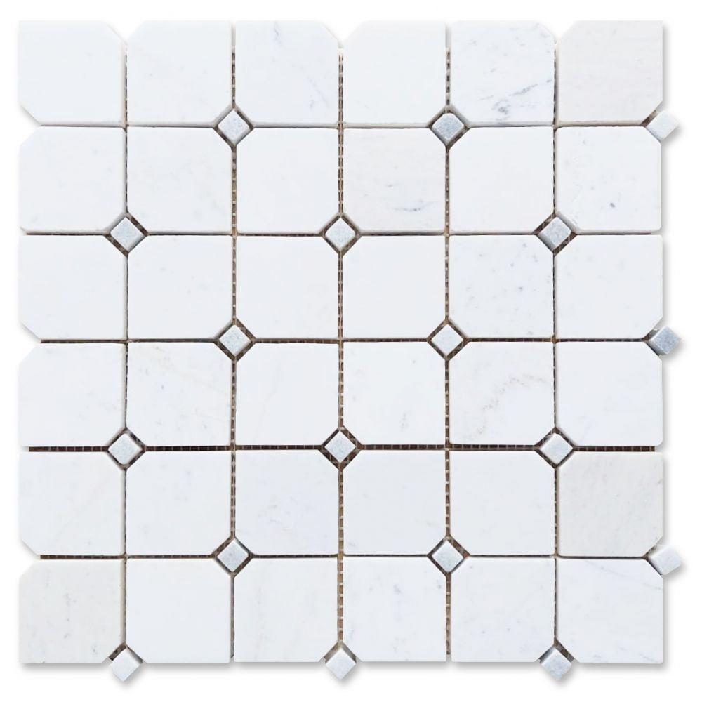 Elysium Tiles Clipped Square Milky White Honed 11.75" x 11.75" Marble Mosaic Tile