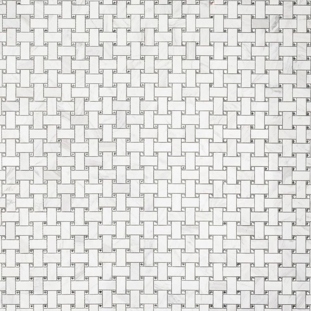 Elysium Tiles Cross White 12" x 12" Marble Mosaic Tile