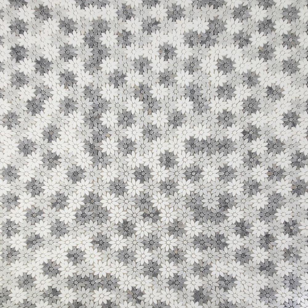 Elysium Tiles Daisy Wild Grey 12.5" x 13" Marble Mosaic Tile