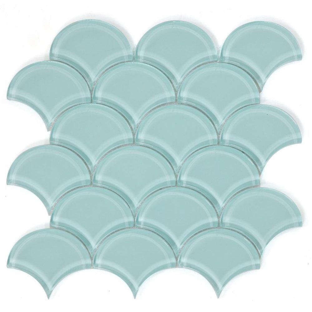 Elysium Tiles Dragon Scale Mint 9.5" x 9.5" Glass Mosaic Tile