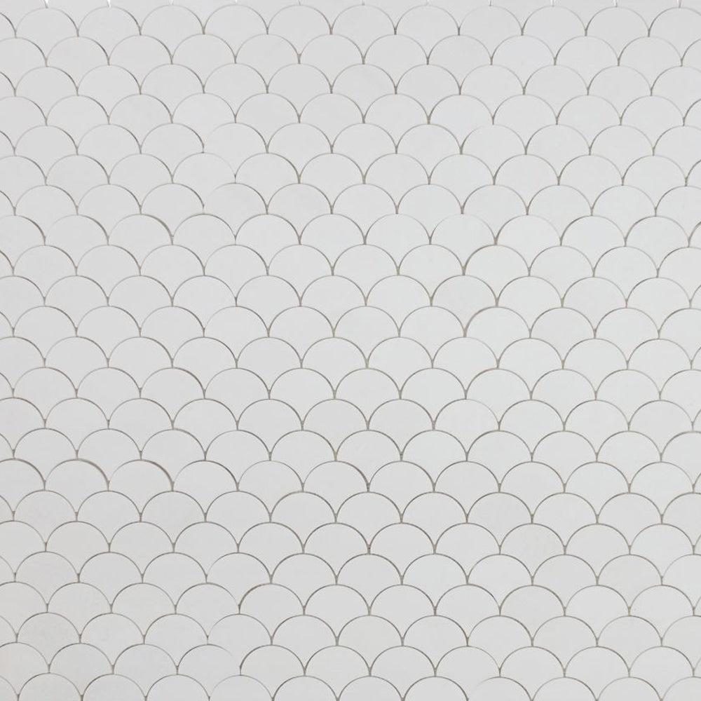 Elysium Tiles Dragon Scale Thassos 12" x 12" Mosaic Tile