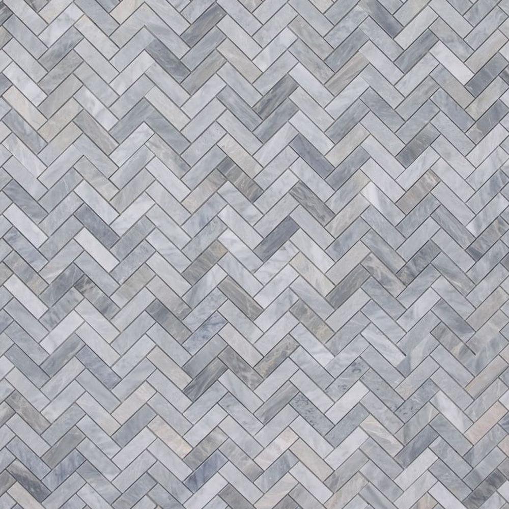 Elysium Tiles Herringbone Italian Grey 11" x 12.5" Marble Mosaic Tile