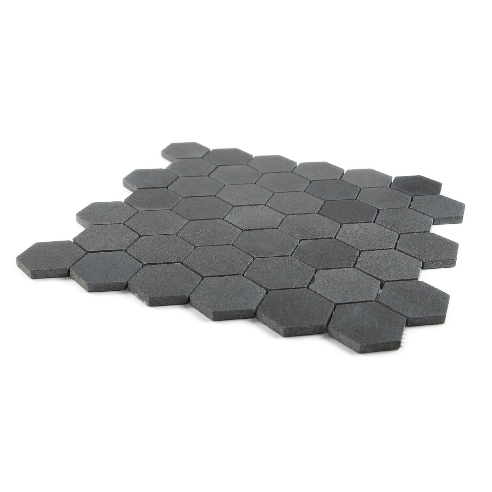 Elysium Tiles Hexagon Basalt (2" x 2" Pieces) 11.75" x 12" Basalt Mosaic Tile