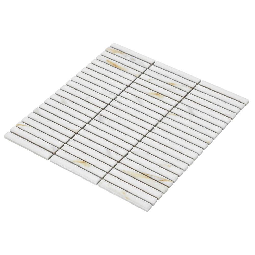 Elysium Tiles Hulu Calacatta Band Matte 11.25" x 12" Porcelain Mosaic Tile