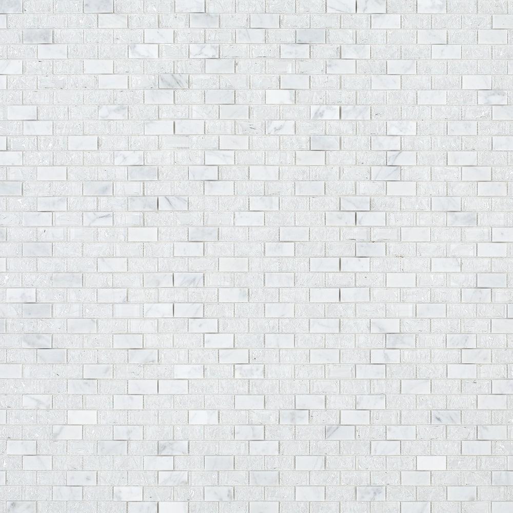 Elysium Tiles Icy Brick 11.75" x 11.75" Glass and Marble Mosaic Tile