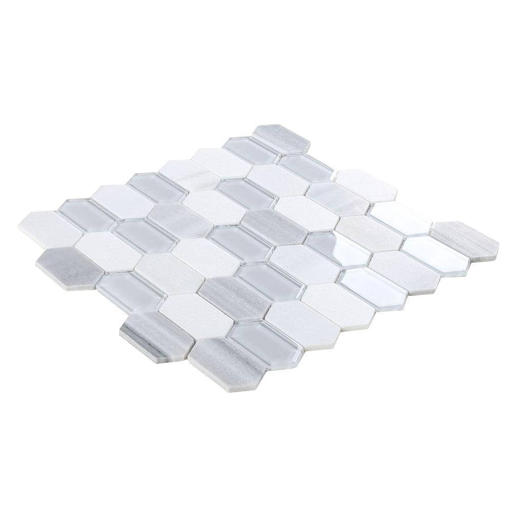Elysium Tiles Montage Light 12.5" x 13.25" Marble and Glass Mosaic Tile