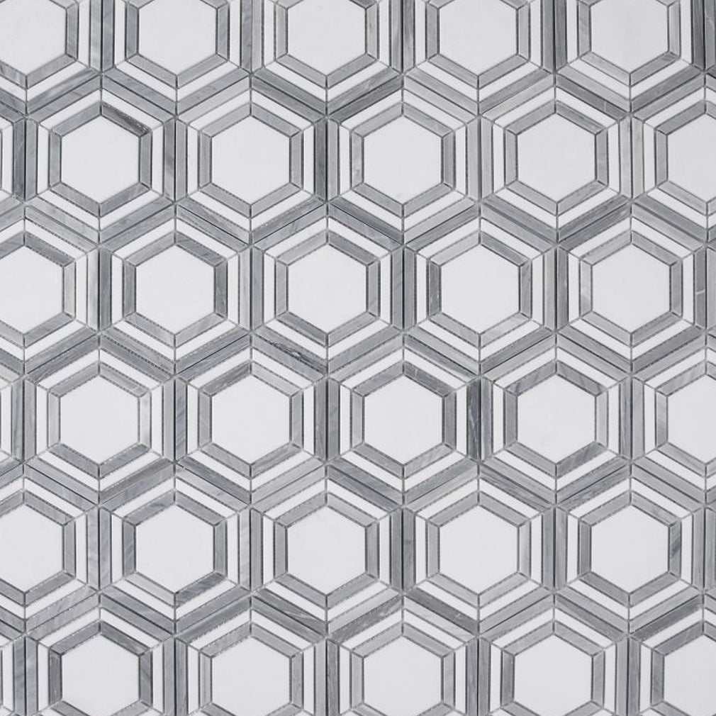 Elysium Tiles Nancy Blue 10.75" x 12.25" Marble Mosaic Tile