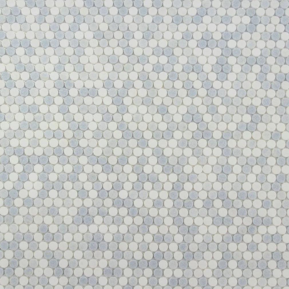 Elysium Tiles Penny Marble Crystal Ocean 11" x 11.5" Marble Mosaic Tile
