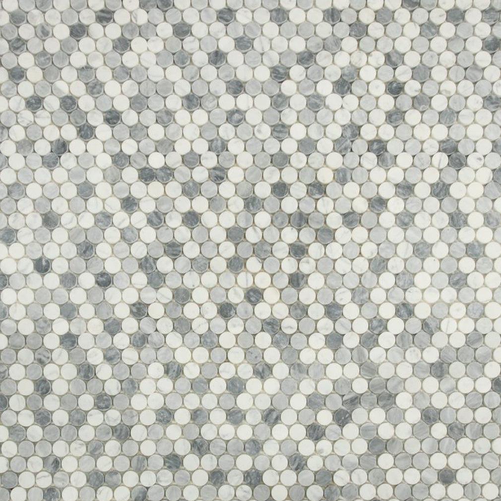 Elysium Tiles Penny Marble Dusk Polished 11" x 11.75" Marble Mosaic Tile