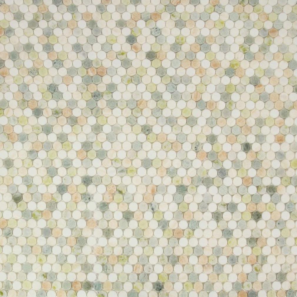 Elysium Tiles Penny Marble Onyx 11" x 11.75" Marble Mosaic Tile