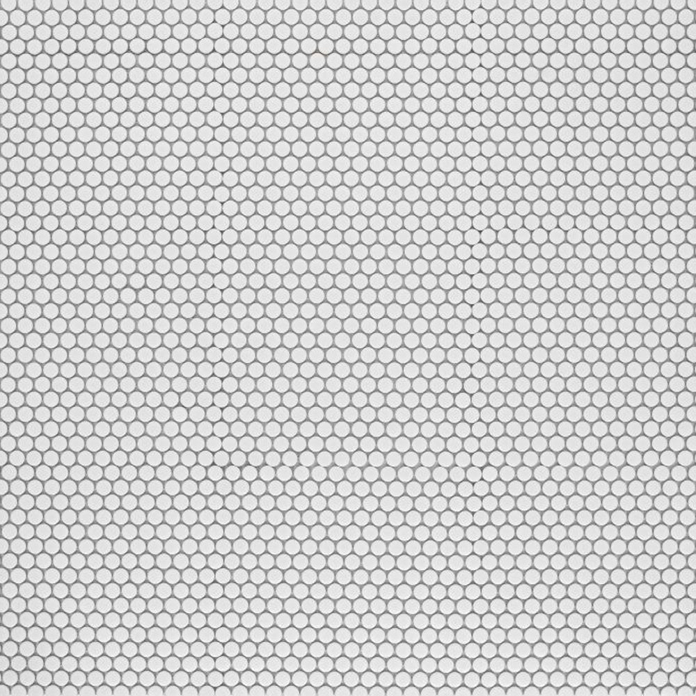 Elysium Tiles Penny Round White Matte 11.5" x 12.25" Porcelain Mosaic Tile