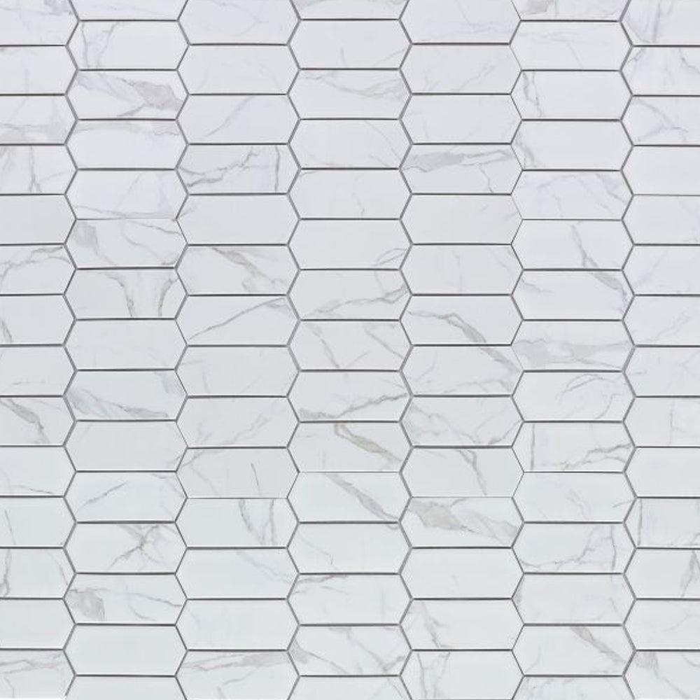 Elysium Tiles Picket Statuario Matte 10.25" x 13.5" Porcelain Mosaic Tile