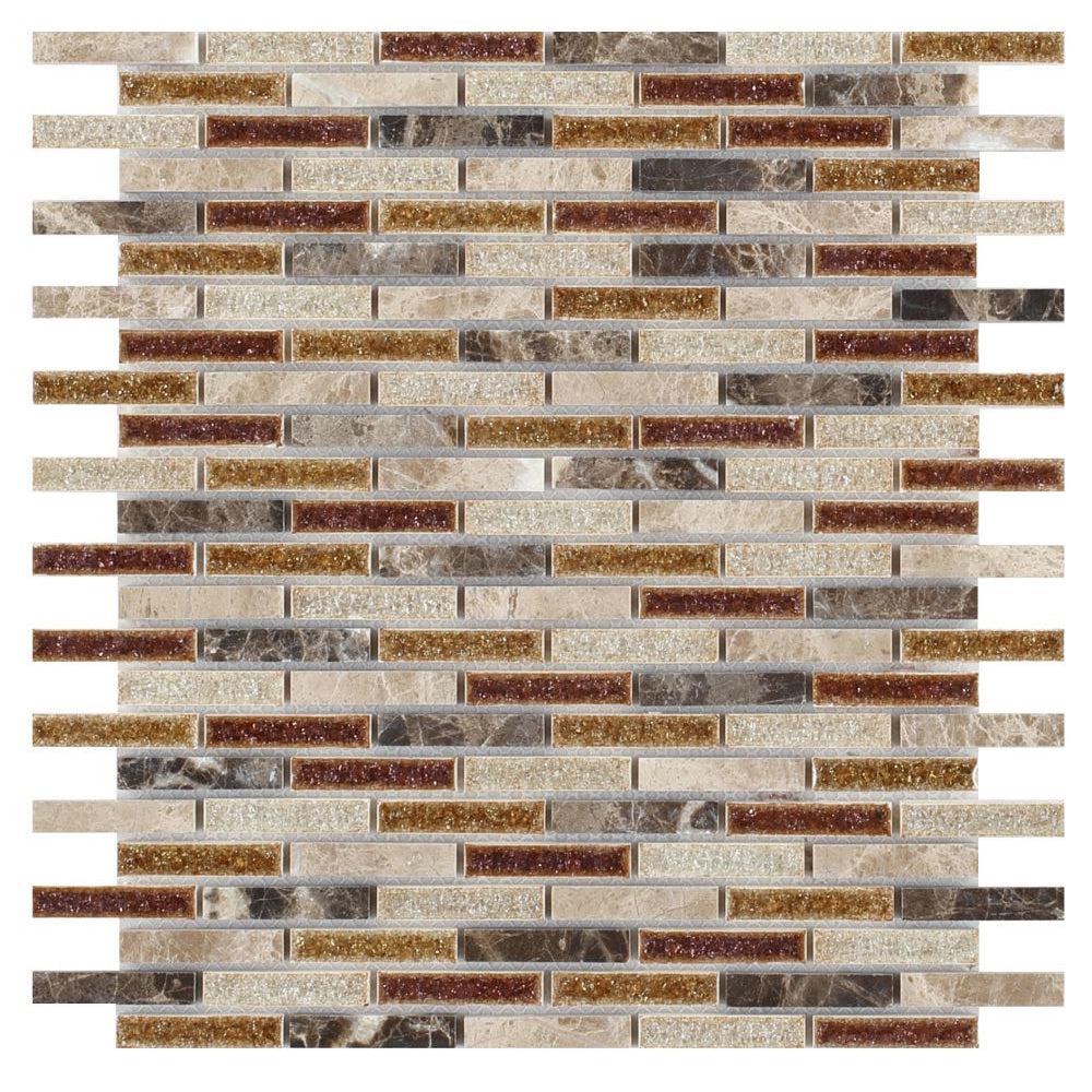 Elysium Tiles Princess 11.75" x 12" Marble & Glass Mosaic Tile
