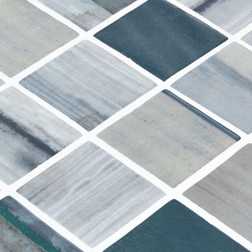 Elysium Tiles Vanguard Penta Bluish Grey 12.25" x 12.25" Recycled Glass Mosaic Tile
