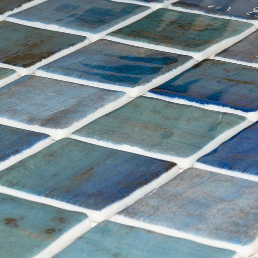 Elysium Tiles Vanguard Penta Forest Blue 12.25" x 12.25" Recycled Glass Mosaic Tile