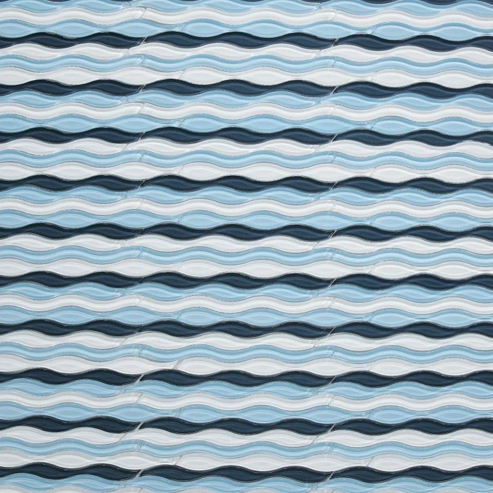 Elysium Tiles Water Blue 11.5" x 12.25" Glass Mosaic Tile