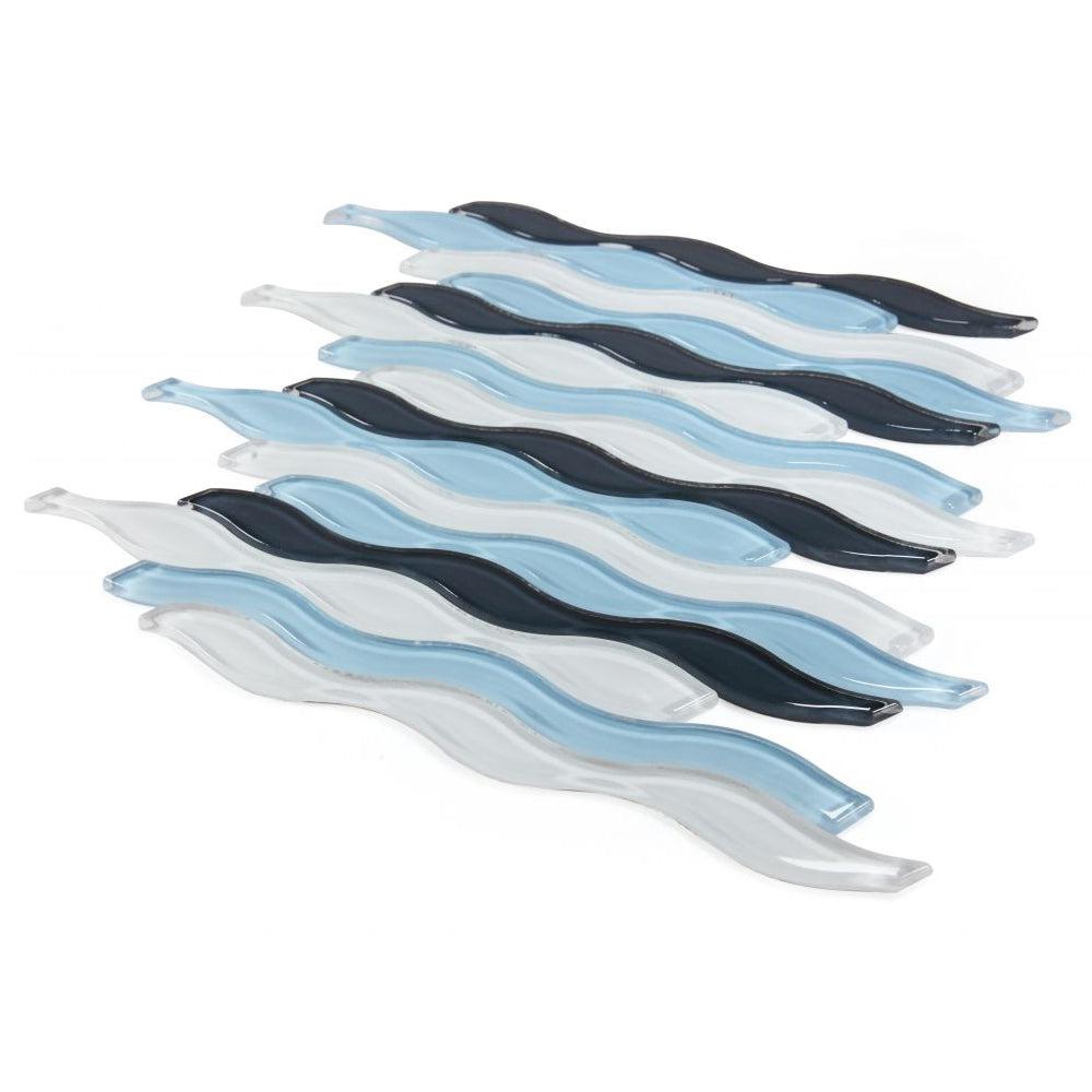 Elysium Tiles Water Blue 11.5" x 12.25" Glass Mosaic Tile