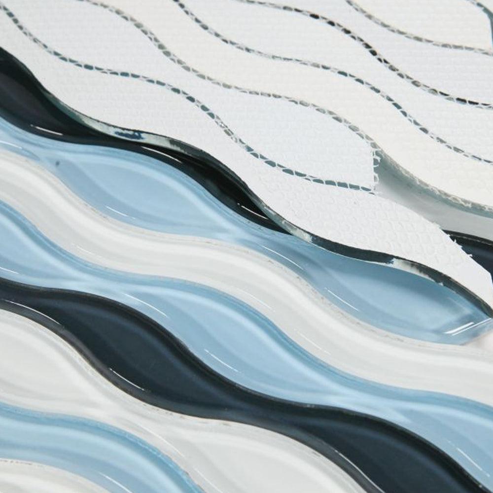 Elysium Tiles Water Blue 11.5" x 12.25" Glass Mosaic Tile