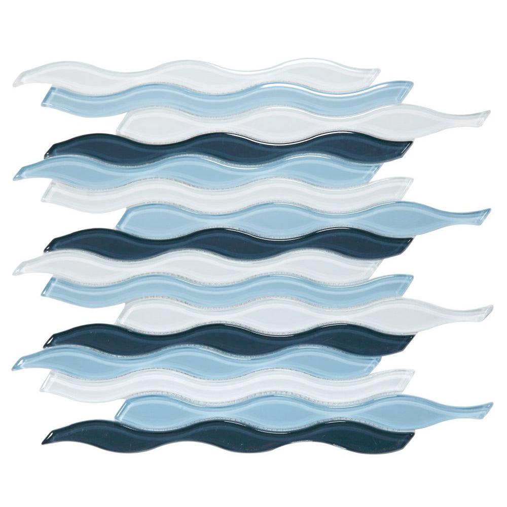 Elysium Tiles Water Blue 11.5" x 12.25" Glass Mosaic Tile