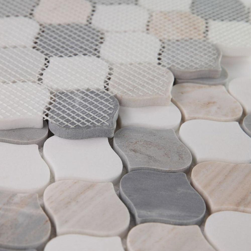Elysium Tiles Water Drop Beach 10.75" x 11" Marble Mosaic Tile
