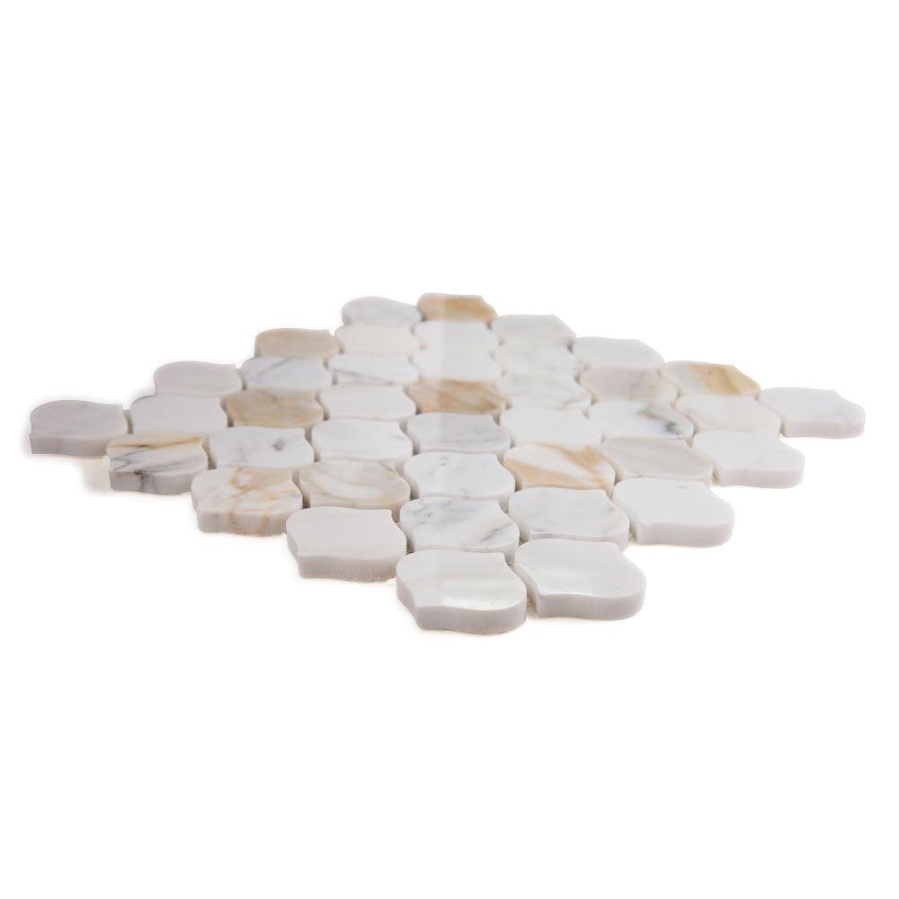 Elysium Tiles Water Drop Calacatta Gold Polished 11" x 11" Marble Mosaic Tile