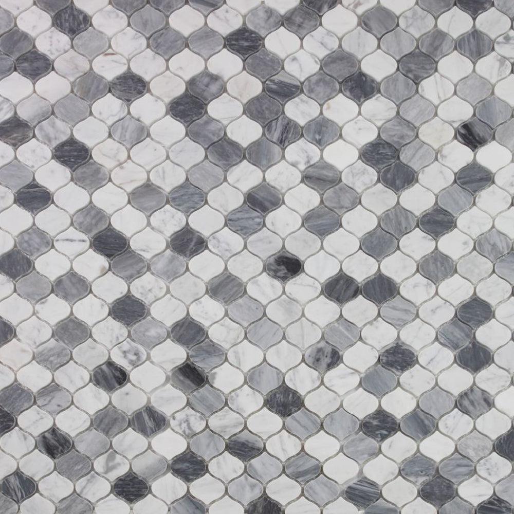 Elysium Tiles Water Drop Calacatta Grey 10.75" x 11" Marble Mosaic Tile