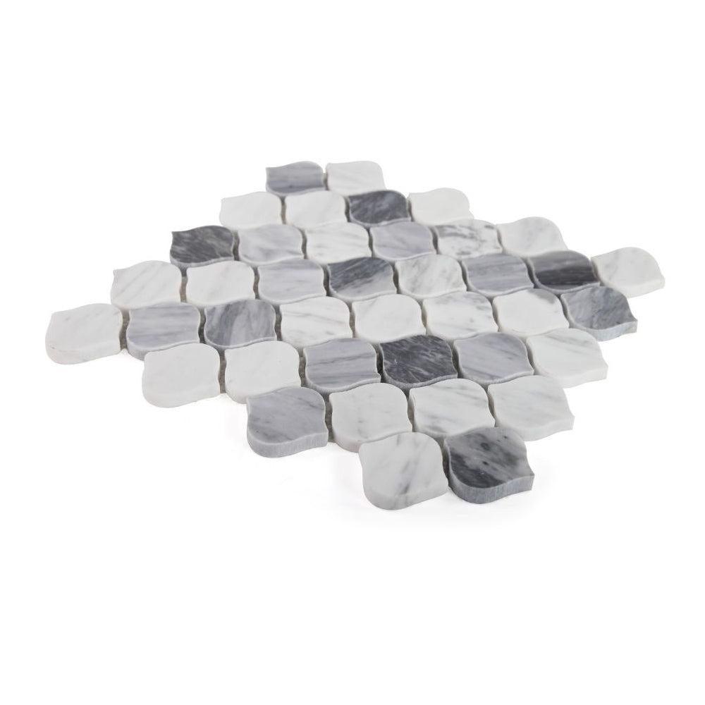 Elysium Tiles Water Drop Calacatta Grey 10.75" x 11" Marble Mosaic Tile