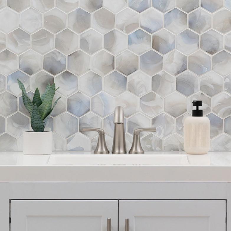 MSI Akoya Pearl (3" Hexagon Pieces) 11.75" x 11.75" Glossy Glass Mosaic Tile