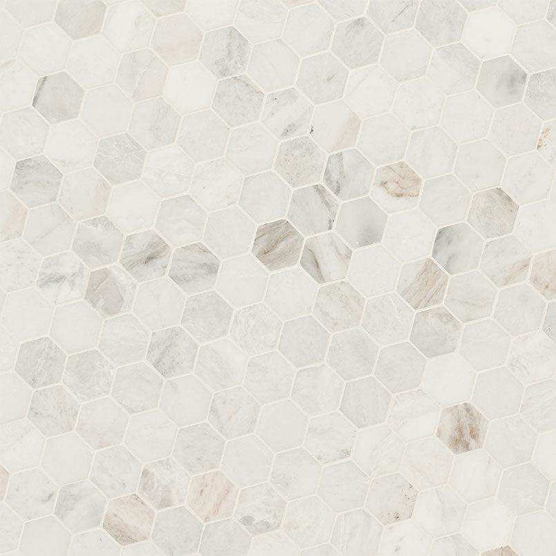 MSI Arabescato Venato (2" Hexagon Pieces) 11.75" x 12" Honed Marble Mosaic Tile