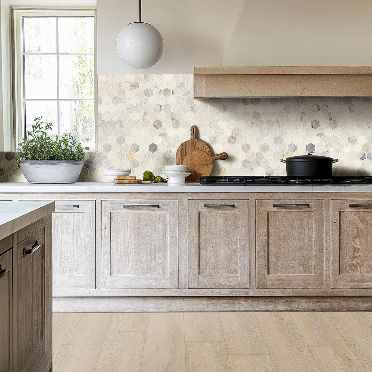 MSI Arabescato Venato (2" Hexagon Pieces) 11.75" x 12" Honed Marble Mosaic Tile