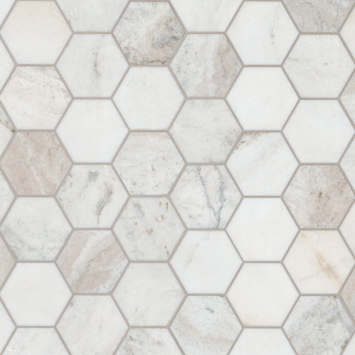 MSI Arabescato Venato White (5" Hexagon Pieces) 11.25" x 11.25" Honed Marble Mosaic Tile