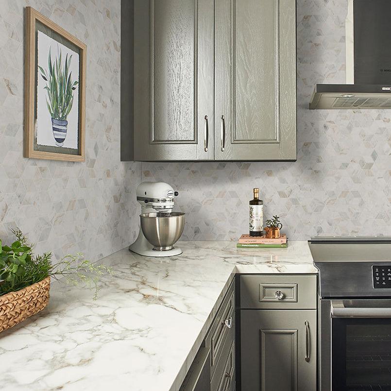 MSI Arabescato Venato White Cube 11.75" x 12" Honed Marble Mosaic Tile