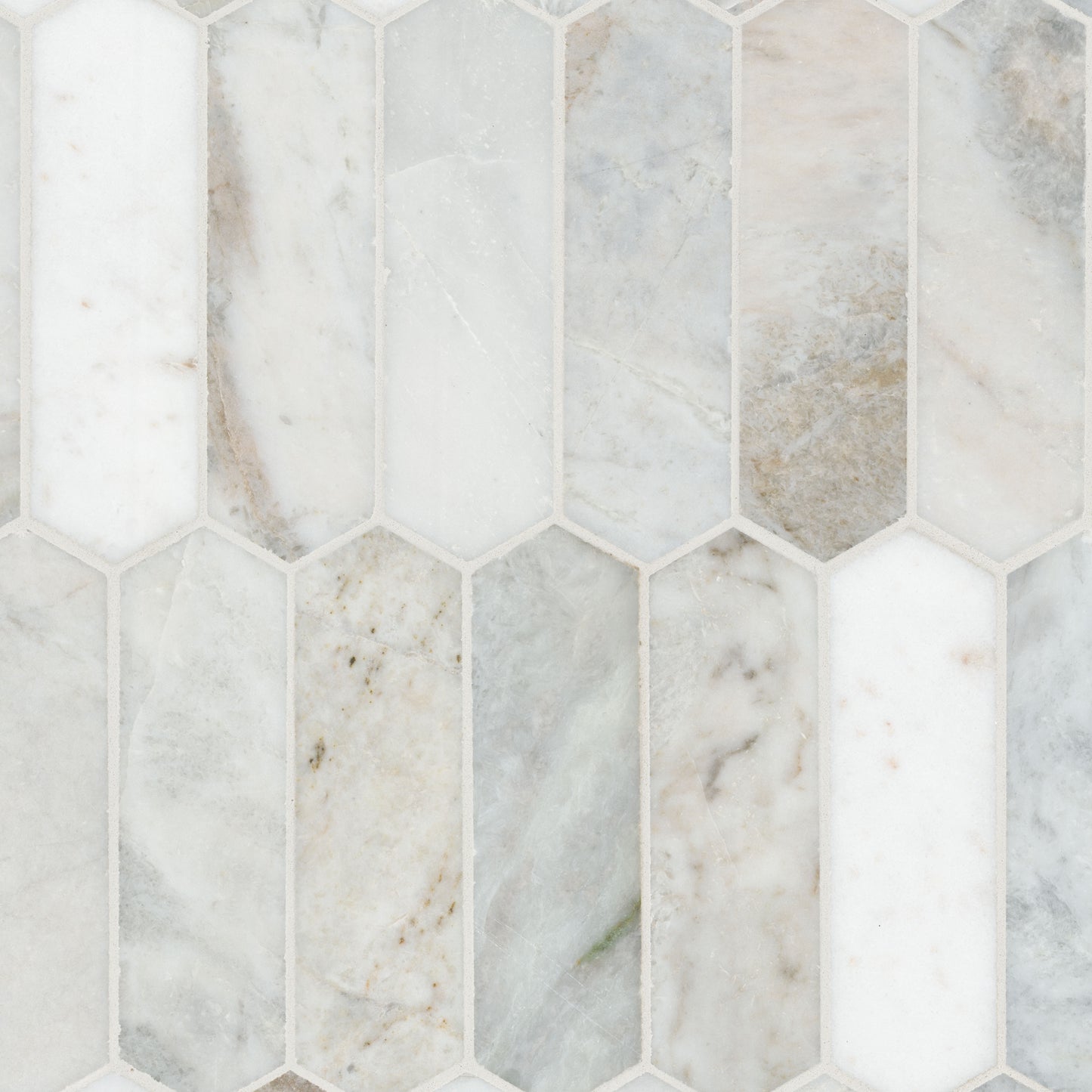 MSI Arabescato Venato White Picket 11.75" x 12" Honed Marble Mosaic Tile