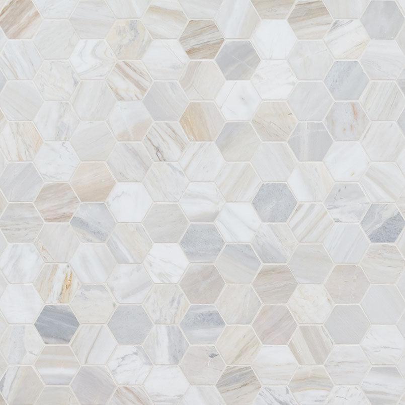 MSI Athena Gold (2" Hexagon Pieces) 11.75" x 12" Honed Marble Mosaic Tile