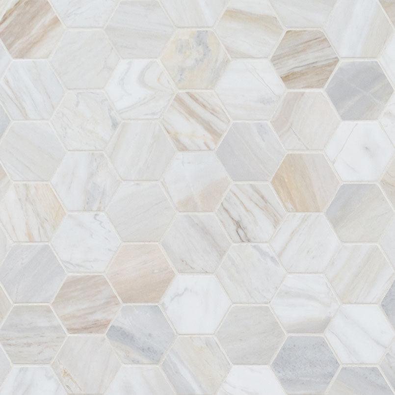 MSI Athena Gold (2" Hexagon Pieces) 11.75" x 12" Honed Marble Mosaic Tile