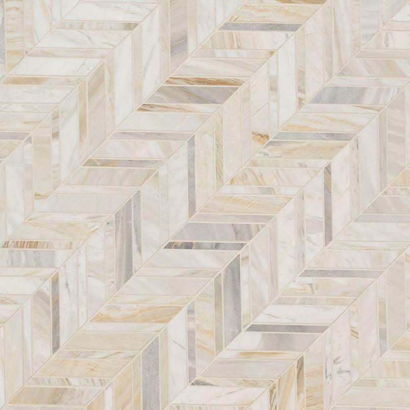 MSI Athena Gold Chevron Pattern 12" x 12" Honed Marble Mosaic Tile