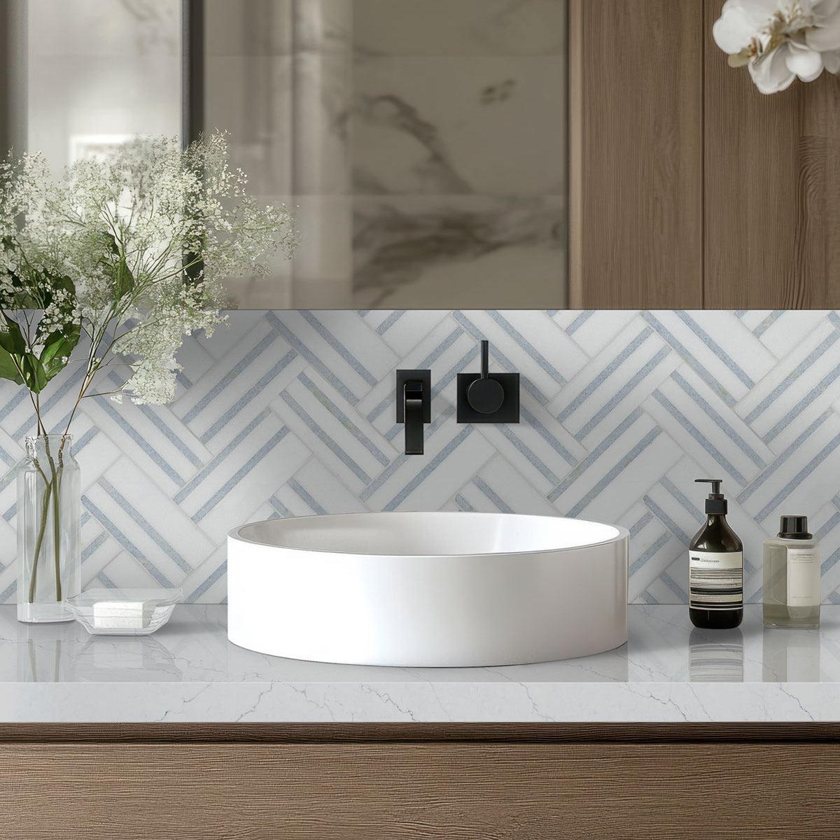 MSI Azula Linea 10.5" x 10.25" Polished Marble Mosaic Tile