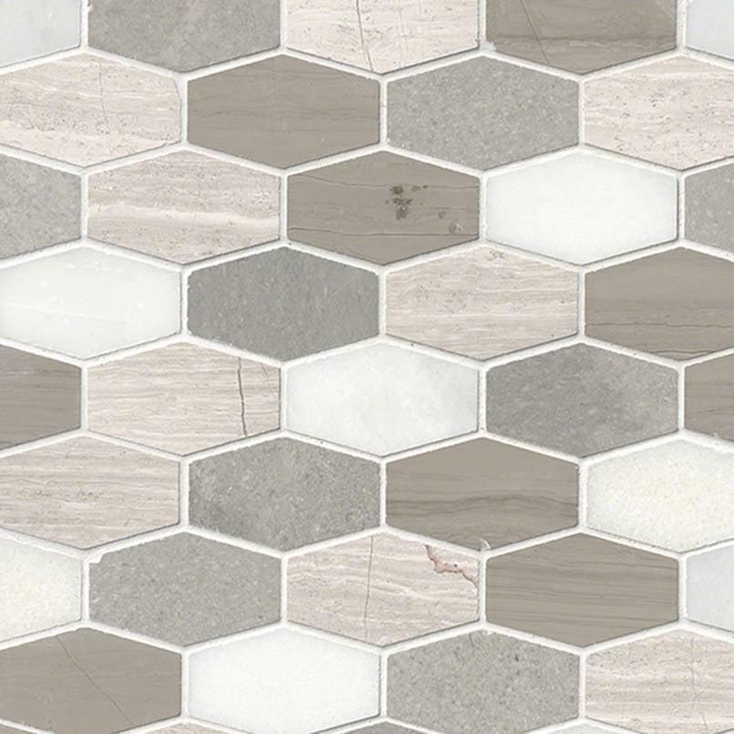 MSI Bellagio Blend Elongated Hexagon 11.75" x 11.75" Honed Marble Mosaic Tile