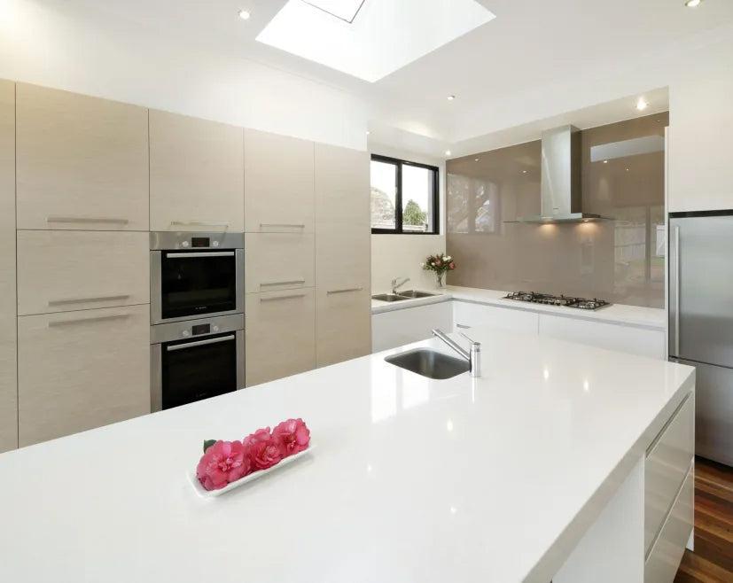 Pental Quartz Cotton White Polished Quartz Slab