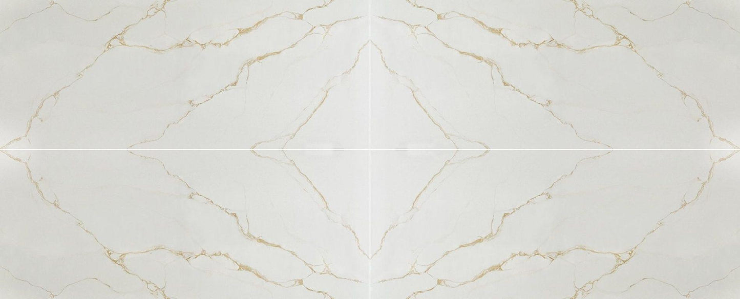 Raphael Stone Calacatta Palermo Bookmatched Polished 126" x 63" Quartz Slab