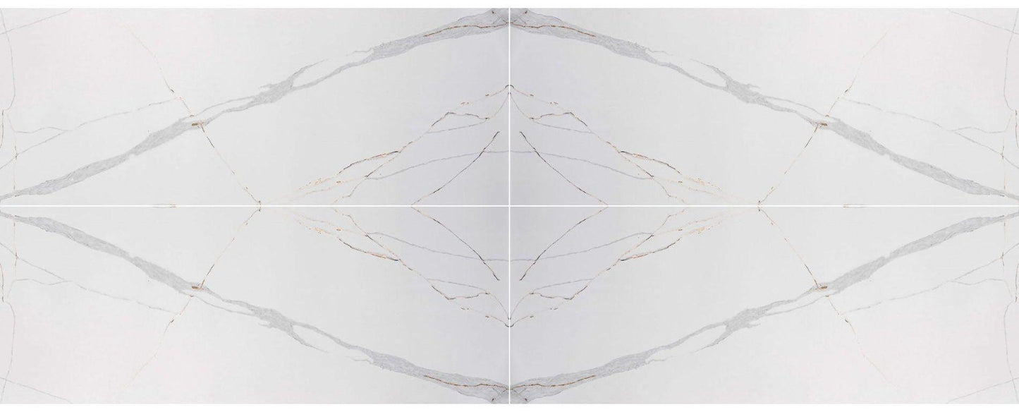Raphael Stone Calcatta Ana Bookmatched Polished 126" x 63" Quartz Slab